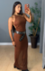 Vestido Mariana Tule- Marrom - comprar online