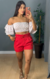 Cropped Luciana- Branco/Vermelho - comprar online