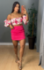Cropped Luciana- Branco/Rosa - comprar online