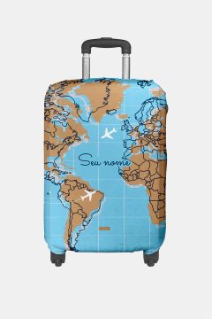 CAPA PARA MALA PERSONALIZADA COM NOME ESTAMPA TRAVEL