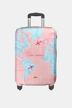 CAPA PARA MALA PERSONALIZADA COM NOME ESTAMPA TRAVEL - loja online