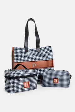 KIT VIAGEM 3 PEÇAS PERSONALIZADO COM INICIAL ESTAMPA PIED POULE na internet