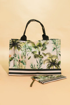 BOLSA DE TECIDO ESTRUTURADA ESTAMPA COQUEIROS - Signora | Estilo & Decor