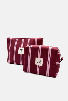 KIT COM 2 NECESSAIRES FEMININA ROSA COM BORDÔ - comprar online