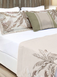 JOGO DE CAMA COM 3 PEÇAS - 2 FRONHAS E 1 PESEIRA ESTAMPA RESORT