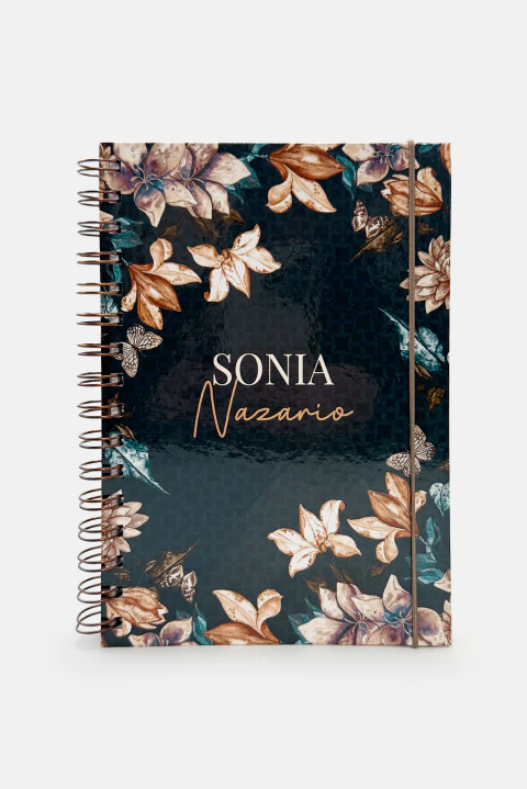 CADERNO PARA ANOTAÇÕES PERSONALIZADO CAPA DURA A5 COM ARAME ESTAMPA REQUINTE - comprar online