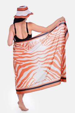 CHAPÉU DE SOL PARA PRAIA TAMANHO ÚNICO LISTRADO CARAMELO - Signora Estilo e Decor 