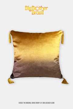 CAPA DE ALMOFADA COM TASSEL 45X45 EM VELUDO BRILHOSO OFICIAL BBB 25 ESTAMPA MURANO OURO - comprar online