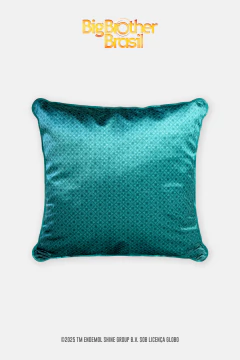 CAPA DE ALMOFADA COM VIÉS 45X45 EM VELUDO BRILHOSO OFICIAL BBB 25 PADRONAGEM TURQUESA - comprar online
