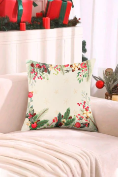 CAPA DE ALMOFADA 45X45 EM VELUDO ESTAMPA NATALINA - comprar online