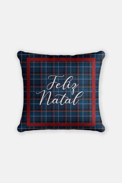 CAPA DE ALMOFADA 45X45 EM VELUDO ESTAMPA XADREZ NATALINO