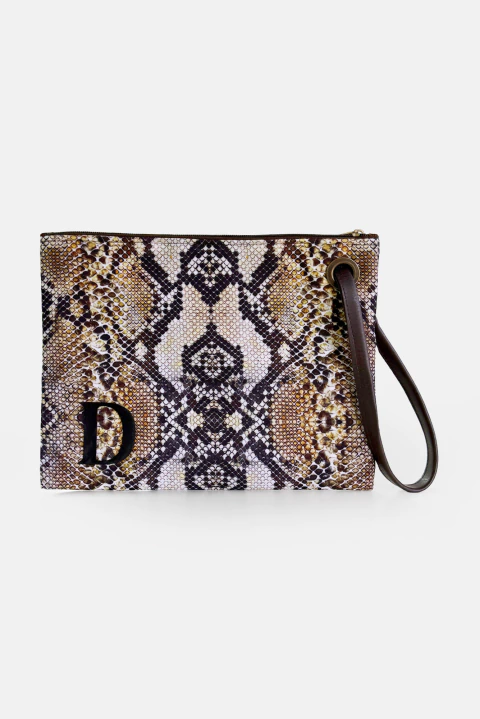 CLUTCH FEMININA GRANDE PERSONALIZADA COM ALÇA SINTÉTICA ESTAMPA COBRA - comprar online