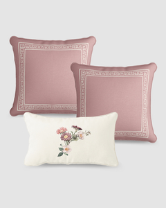 TRIO CAPA DE ALMOFADA ESTAMPA DÁLIA ROSÉ