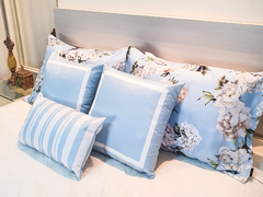 TRIO CAPA DE ALMOFADA ESTAMPA GARDEN BLUE - loja online