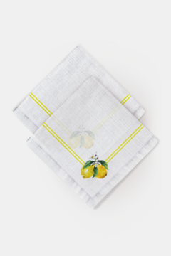 KIT GUARDANAPO TECIDO DE LINHO ESTAMPA LIMONADA - 2 PEÇAS