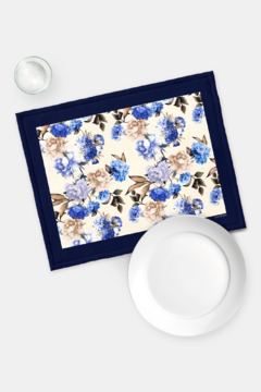 KIT JOGO AMERICANO ESTAMPA JARDIM AZUL - 2 PEÇAS