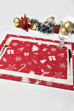 KIT JOGO AMERICANO ESTRUTURADO ESTAMPA NATAL ENCANTADO - 2 PEÇAS