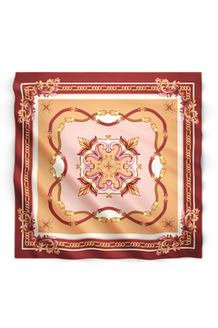 LENÇO FEMININO ESTAMPA CORRENTES TONS ROSE EM TECIDO DE SEDINHA - comprar online
