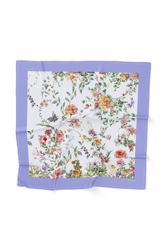 LENÇO FEMININO ESTAMPA LAVANDA EM TONS DE LILAS TECIDO TOQUE DE SEDA - Signora | Estilo & Decor