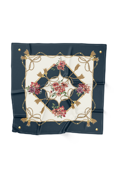 LENÇO FEMININO ESTAMPA CORRENTES COR MARINHO EM TECIDO SEDINHA - Signora | Estilo & Decor