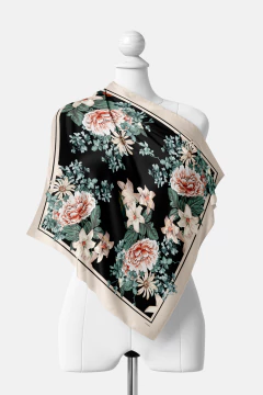 LENÇO FEMININO TECIDO TOQUE DE SEDA ESTAMPA FLORAL na internet