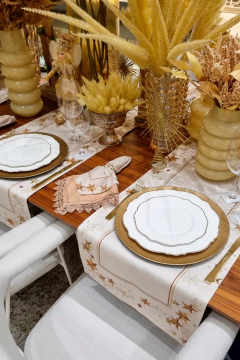 KIT GUARDANAPO DE LINHO ESTAMPA ESTRELAS - 2 PEÇAS - Signora Estilo e Decor 