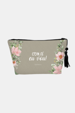 NECESSAIRE FEMININA DE TECIDO COM ESTAMPA AZUL CLARO - comprar online