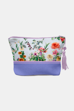 NECESSAIRE FEMININA PARA BOLSA PORTA MAQUIAGEM ESTAMPADA LAVANDA EM TONS LILAS