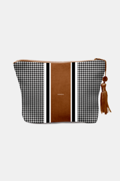 NECESSAIRE FEMININA ESTAMPA PIED DE POULE ORGANIZADORA DE MAQUIAGEM - comprar online