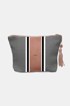 NECESSAIRE FEMININA ESTAMPA PIED DE POULE ORGANIZADORA DE MAQUIAGEM