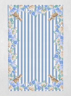 TOALHA DE MESA PÁSCOA COELHO LISTRAS AZUL na internet