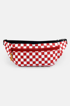 Pochete quadriculada em vermelho com alça regulável 