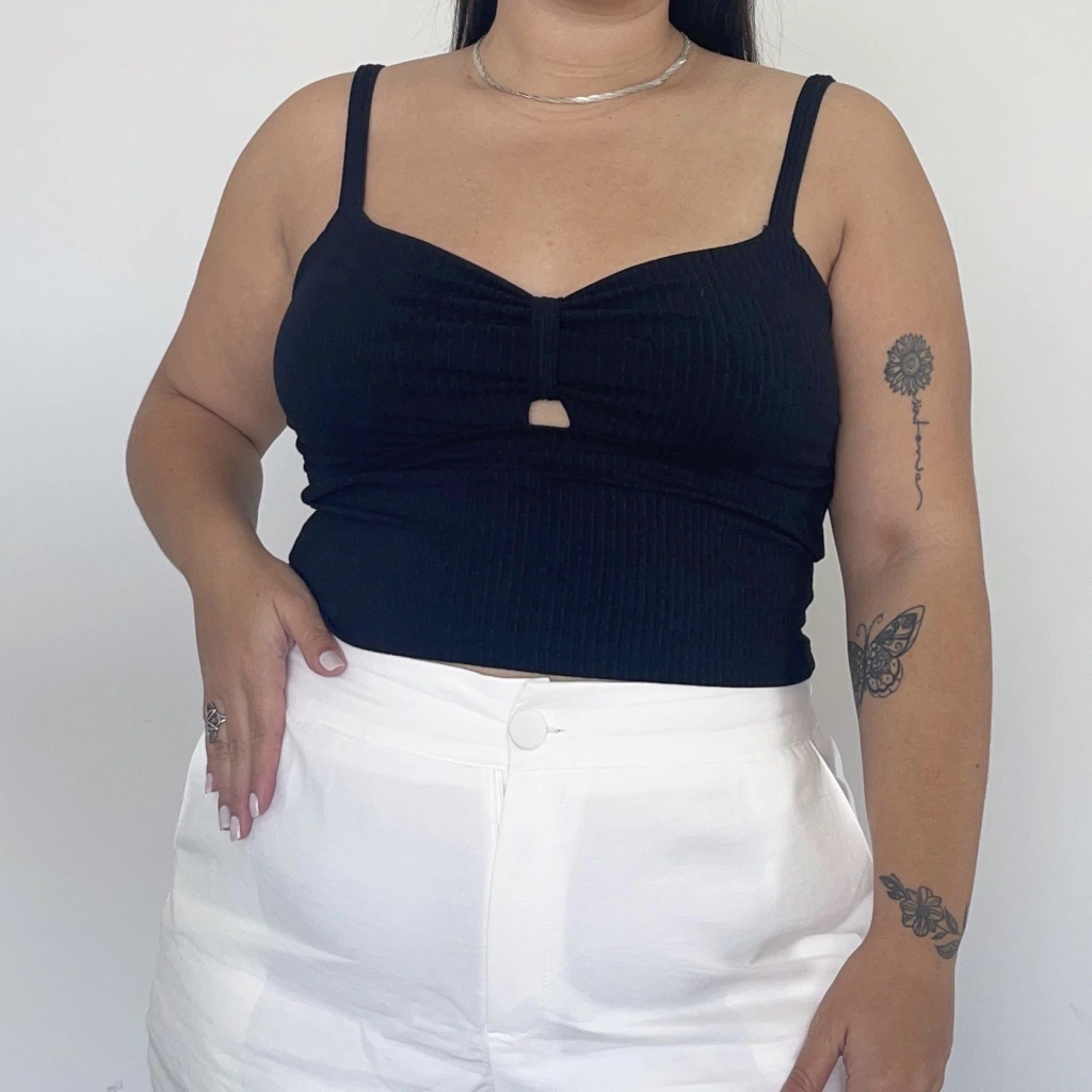 CROPPED CANELADO - PRETO