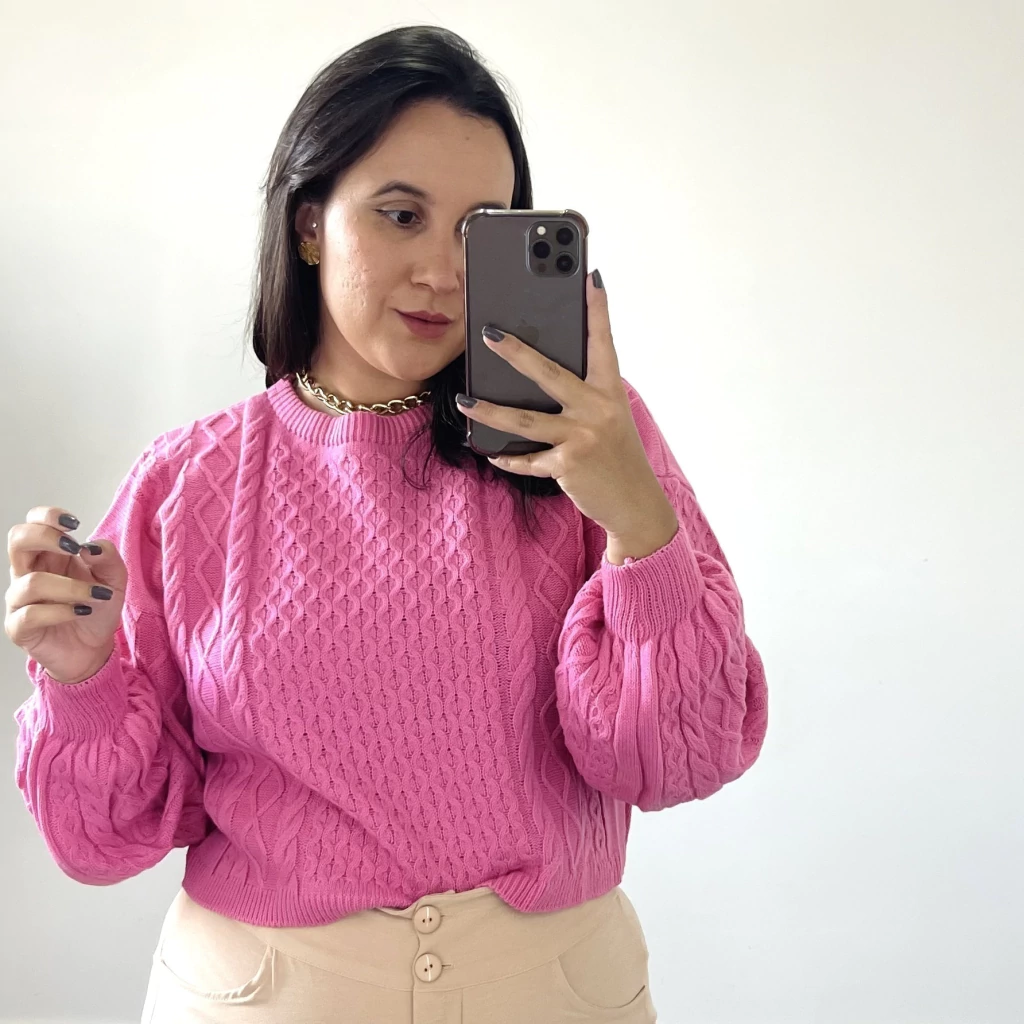 BLUSA TRICOT MANGA BUFANTE - ROSA