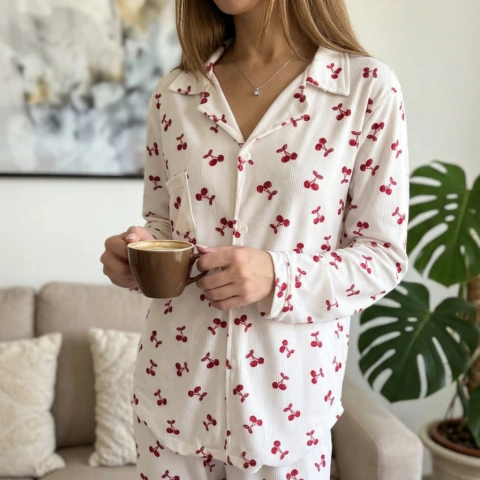 Pijama Camisero Morley Algodón Cherrys