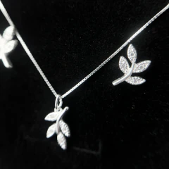 Conjunto colar e brinco- Ramos cravejado - comprar online