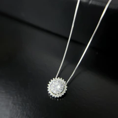 Colar com pingente - redondo 12mm cravejado passante - loja online