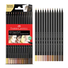 Lápis de Cor Faber-Castell Super Soft 12 cores Tons de Pele - ORIGINAL