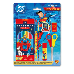 Kit Escolar + Lápis de cor 12 cores Superman | LEO&LEO