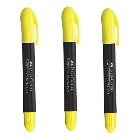 Kit 3 Marca-Textos em Gel SuperSoft Faber-Castell Amarelos