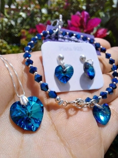 Conjunto triple Swarovski Azul