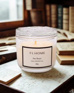 Vela Aromática Pau Brasil - 300g - Vidro Incolor Com Tampa - comprar online