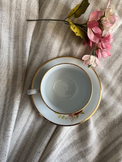 Conjunto Chá com flor e Borda de ouro - comprar online