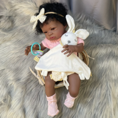 Bebê Menina Reborn 52 cm pele negra 52 cm