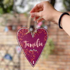 Placa coracao Familia