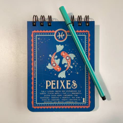 Caderneta P Peixes signos 11,3x15,2 - 80Fls Sem Pauta