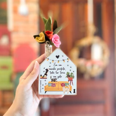 Mini Vaso Casinha Todo lar gato - Branca 10x8 cm