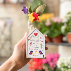 Mini Vaso Casinha Netos alegria - Branca 10x6 cm