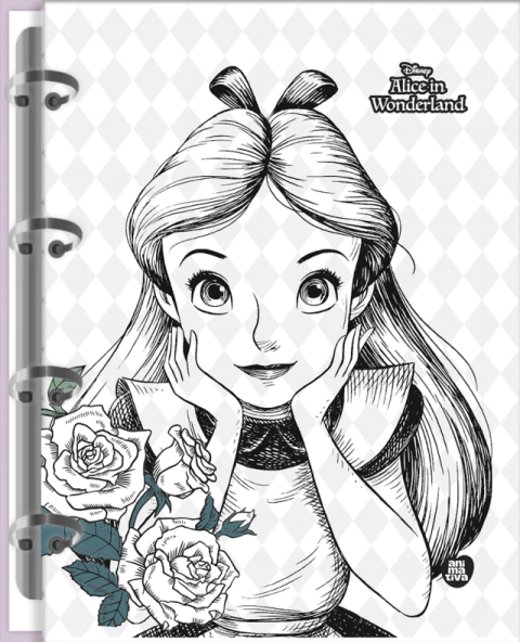 Caderno Colegial Argolado - Alice no pais das maravilhas - comprar online