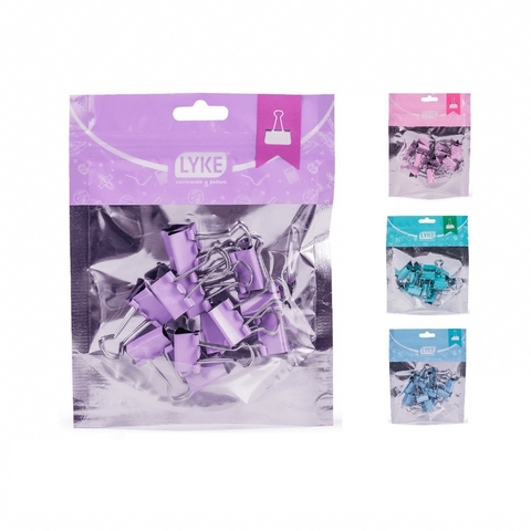 Binder Clips Cor Pastel 19mm Bag com 12 unidades - Lyke